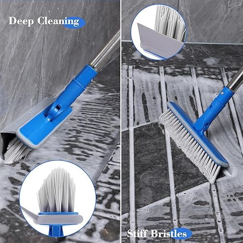 Miniatura 4 de Escobilla de ventana 2 en 1  Herramienta de limpieza de ventanas con mango largo y corto, cepillo de limpieza para piso de hendiduras para ventanas