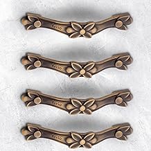 FERIO Zinc Cabinet Handle Pulls for Cabinet/Push Pull Small Handle for Kitchen and Bathroom Cabinets Handles for Drawer Heavy Duty (4 Inch, Pack of 4, Antique Brass) Pull handle