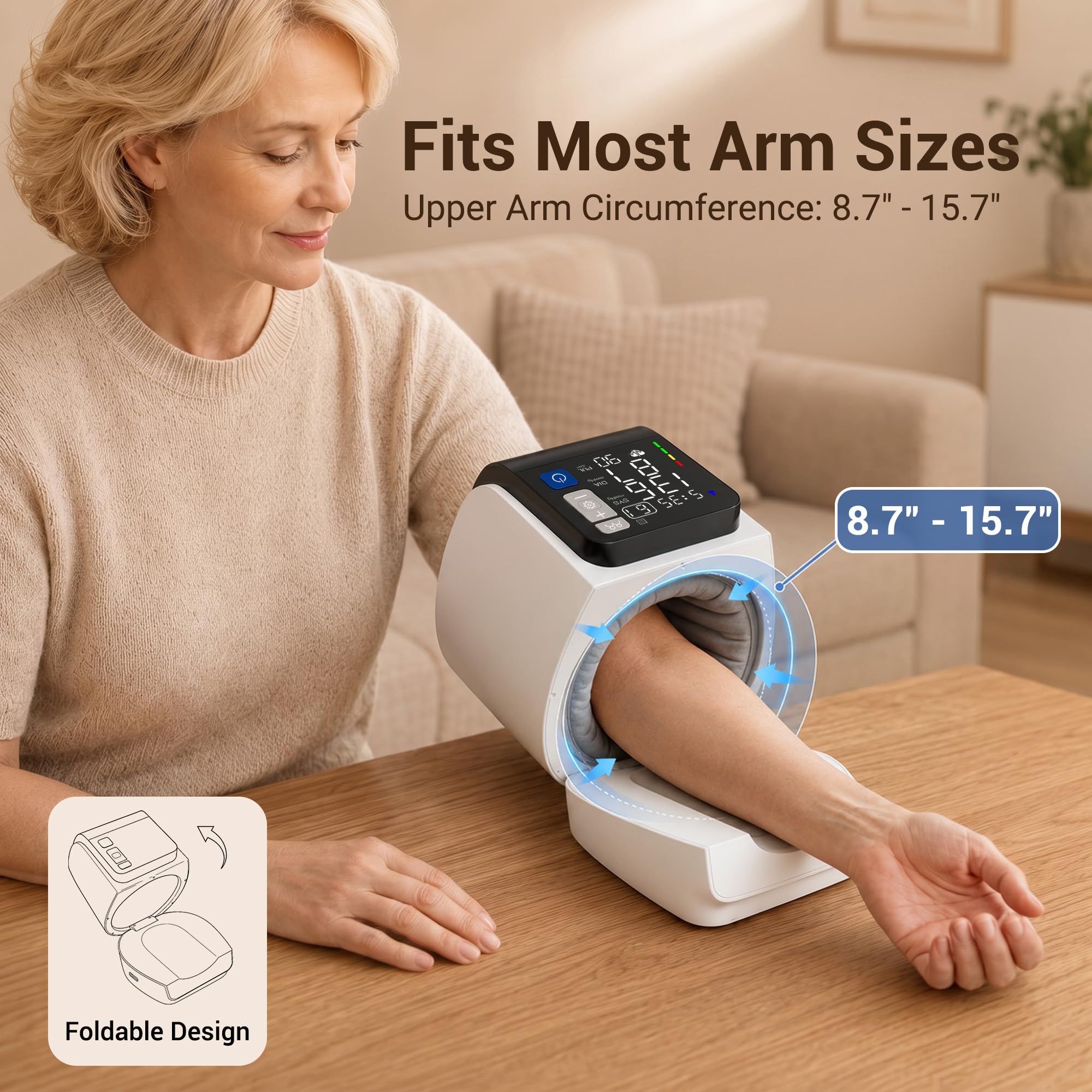 U90B Tensiomètre Brassard, Brassard Tubulaire Certifié CE-MDR, Appareil BP One-Touch Maison, Stockage 4 Utilisateurs, Grand Écran, Double Alimentation, Tour de Bras 22-40cm