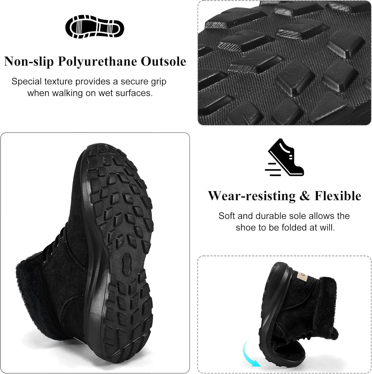 FUDYNMALC Womens Winter Snow Boots: Comfortable Warm Fur Lined Ankle Booties Lightweight Non Slip Walking Shoes Outdoor