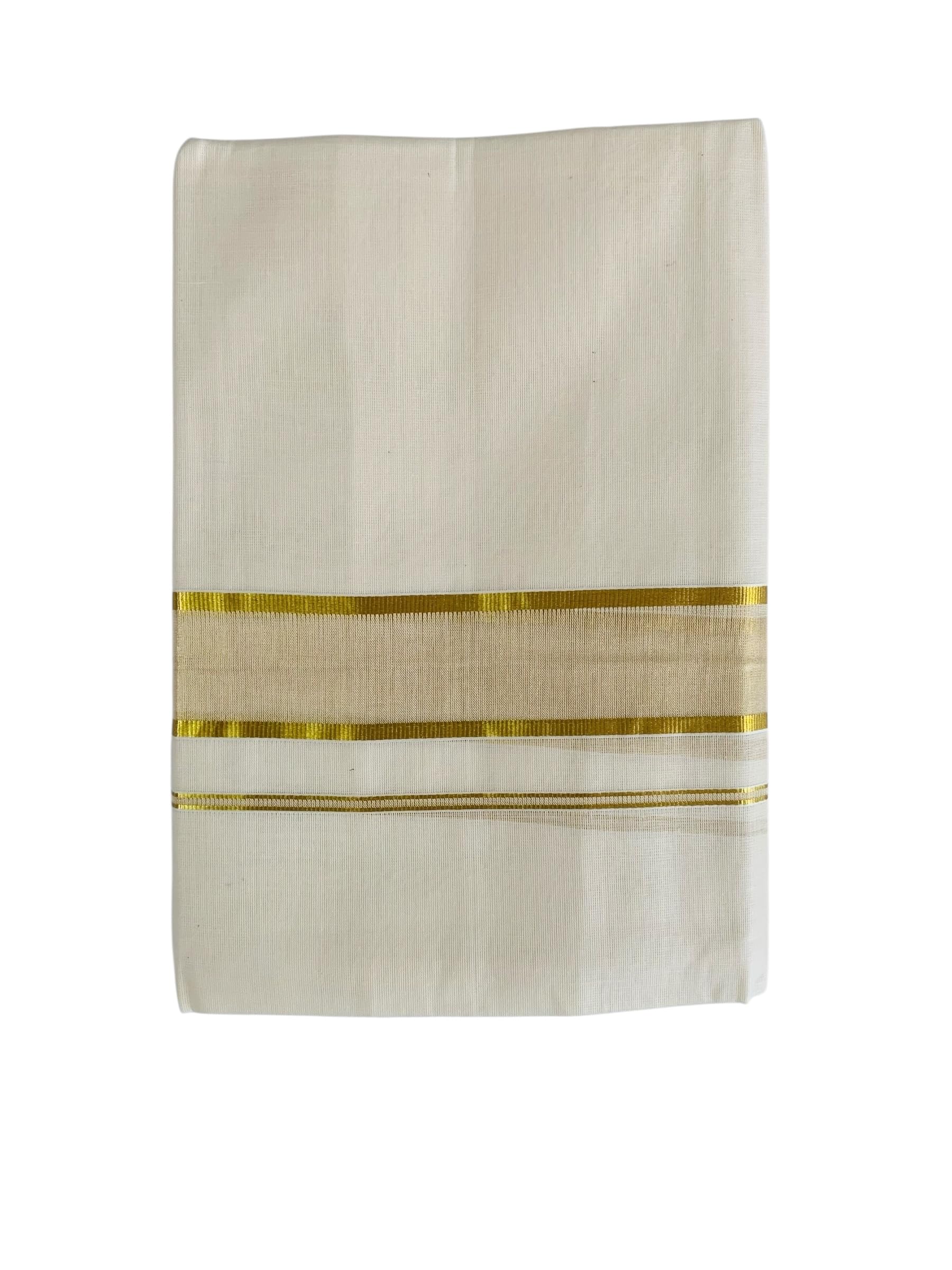 alluvy Kuthampully Men's Kerala Kasavu Dhothi Cotton | Golden Kerala Kasavu Mundu | Plain Cotton Dhoti For Men | Traditional South Indian Kasavu Mundu | EKM-925 | Pack -1-picture-14