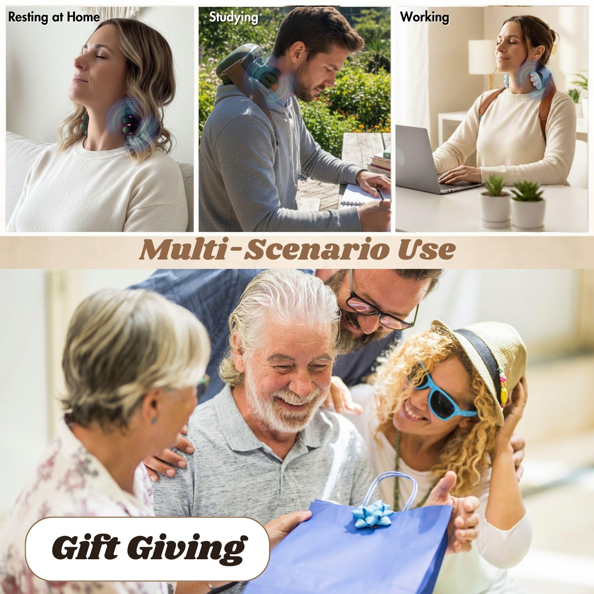 LIVINGPRO - Massaggiatore per collo e spalle con calore, shiat per tessuti profondi con palma bionica 4D, massaggio simulato delle mani umane, 3 intensità regolabili, sollievo dal dolore portatile per