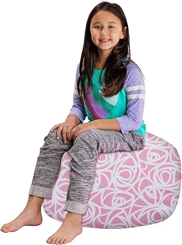 Miniatura 233 de Posh Stuffable - Sillón puff con almacenamiento para niños, contenedor de animales de peluche, organizador de juguetes de niños Lienzo Burbujas Azul