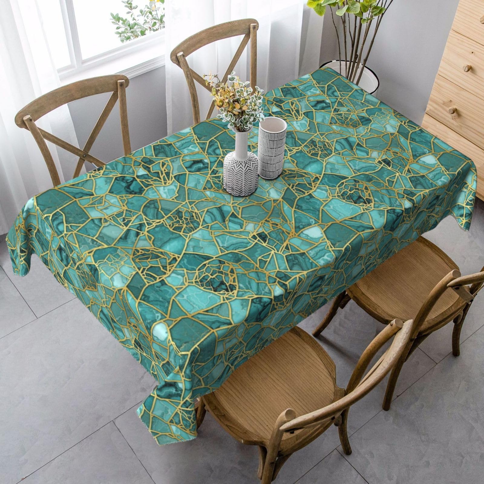 Nappe paillettes dorées texture luxueuse effet marbre turquoise