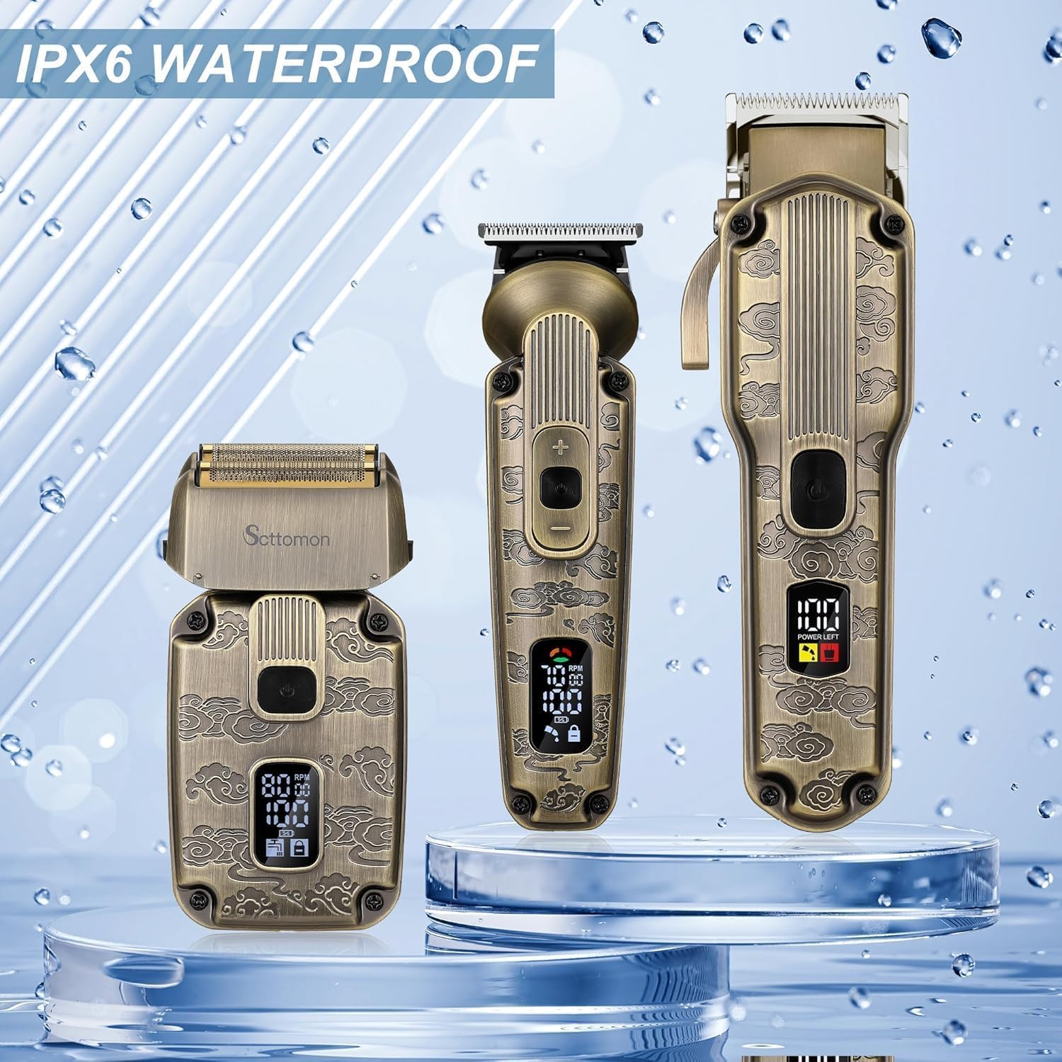 IPX6 waterproof grooming kit components