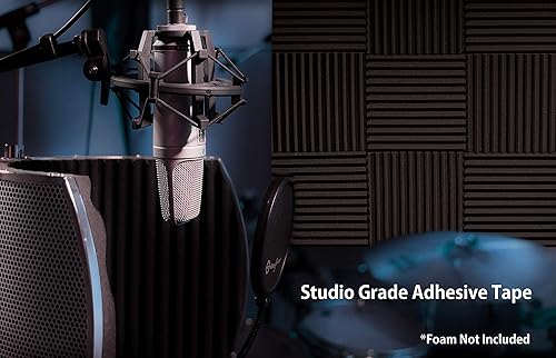 Miniatura 6 de New Path Designs Cuadrados de montaje en panel de espuma acústica de doble cara, paquete de 96 unidades, cinta adhesiva de grado estudio, unión