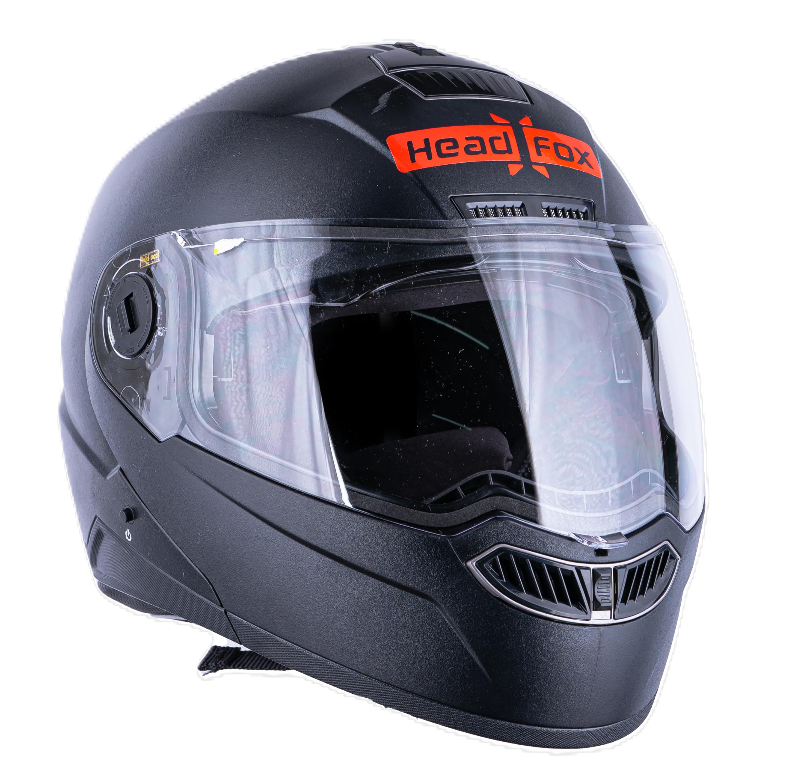 HeadFox Helmet N2 Air 7 Smart Helmet with Bluetooth Calls | Music | GPS | Waterproof | Voice Asst. Dashing Double Visor (Matt Black, L)