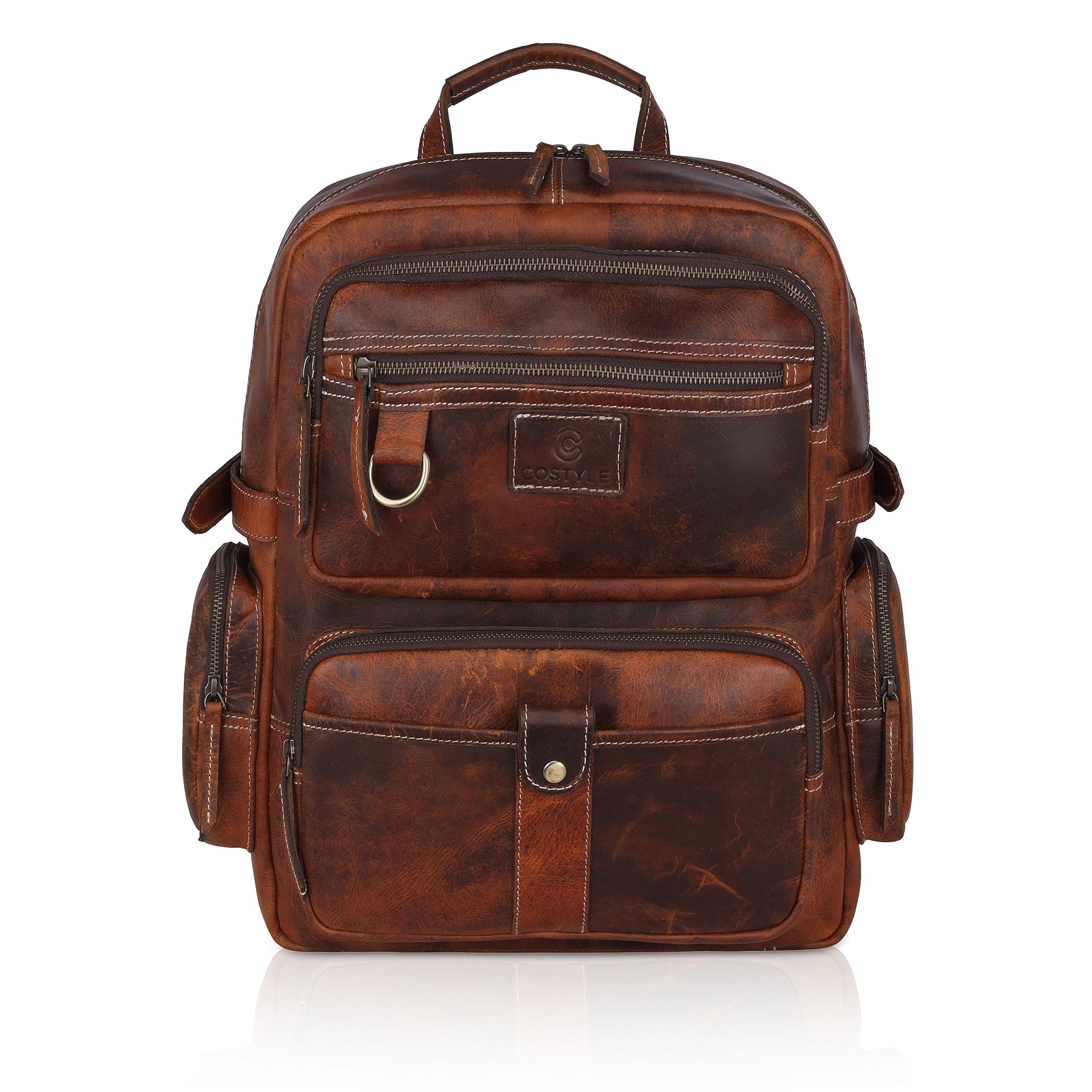COSTYLE 100% Authentic Leather Backpack - Modern Nomad | Backpack for Office, School, College/Casual Laptop Bag/Office Backpack/Travel Bag/Multipurpose Bag/Office Backpack for Women & Men