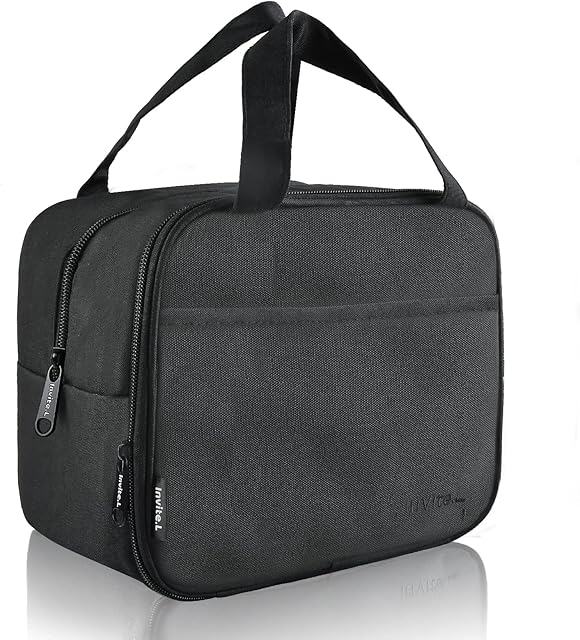 Insulated Lunch Bag, Packed Lunch Box Thermal Bag, Small Zipped Cooler Tote Bag Double-Layer Leak-Proof Waterproof Suit for Adult Kids Work Picnic and Travel (Black)