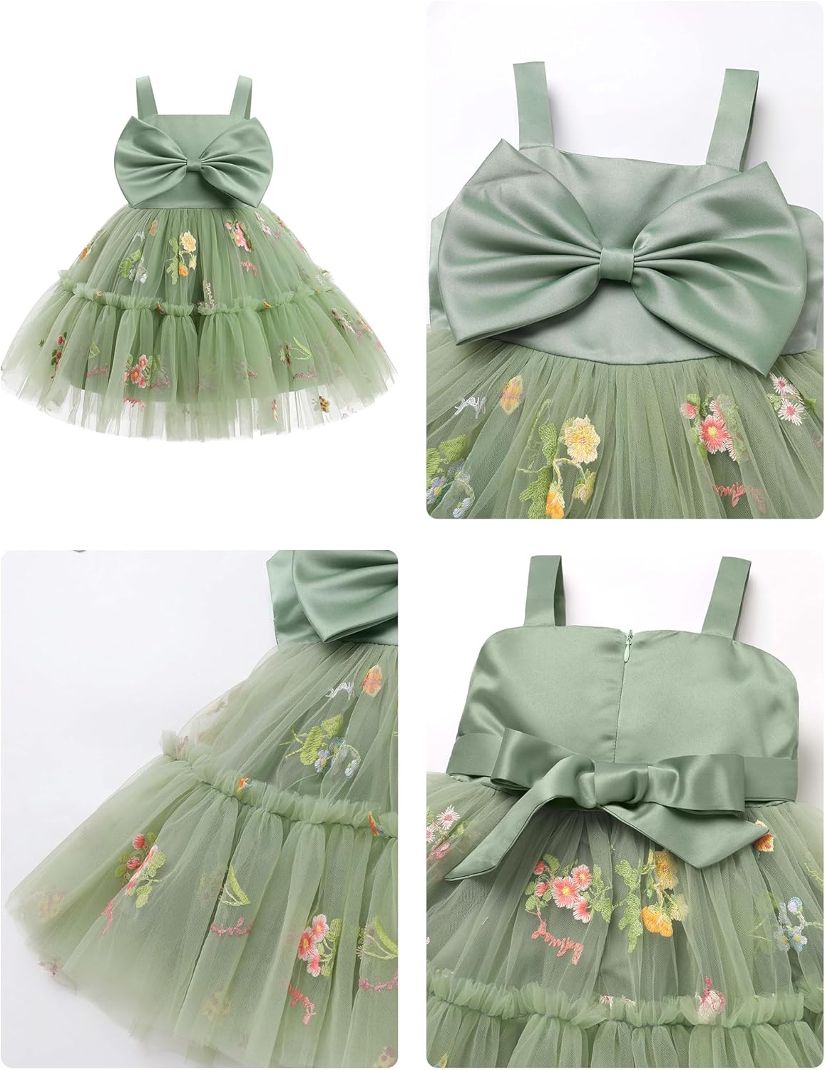 ODASDO 幼児 キッズ 赤ちゃん 女の子 蝶結び スパゲッティストラップ チュチュチュ チュール プリンセス 誕生日パーティー