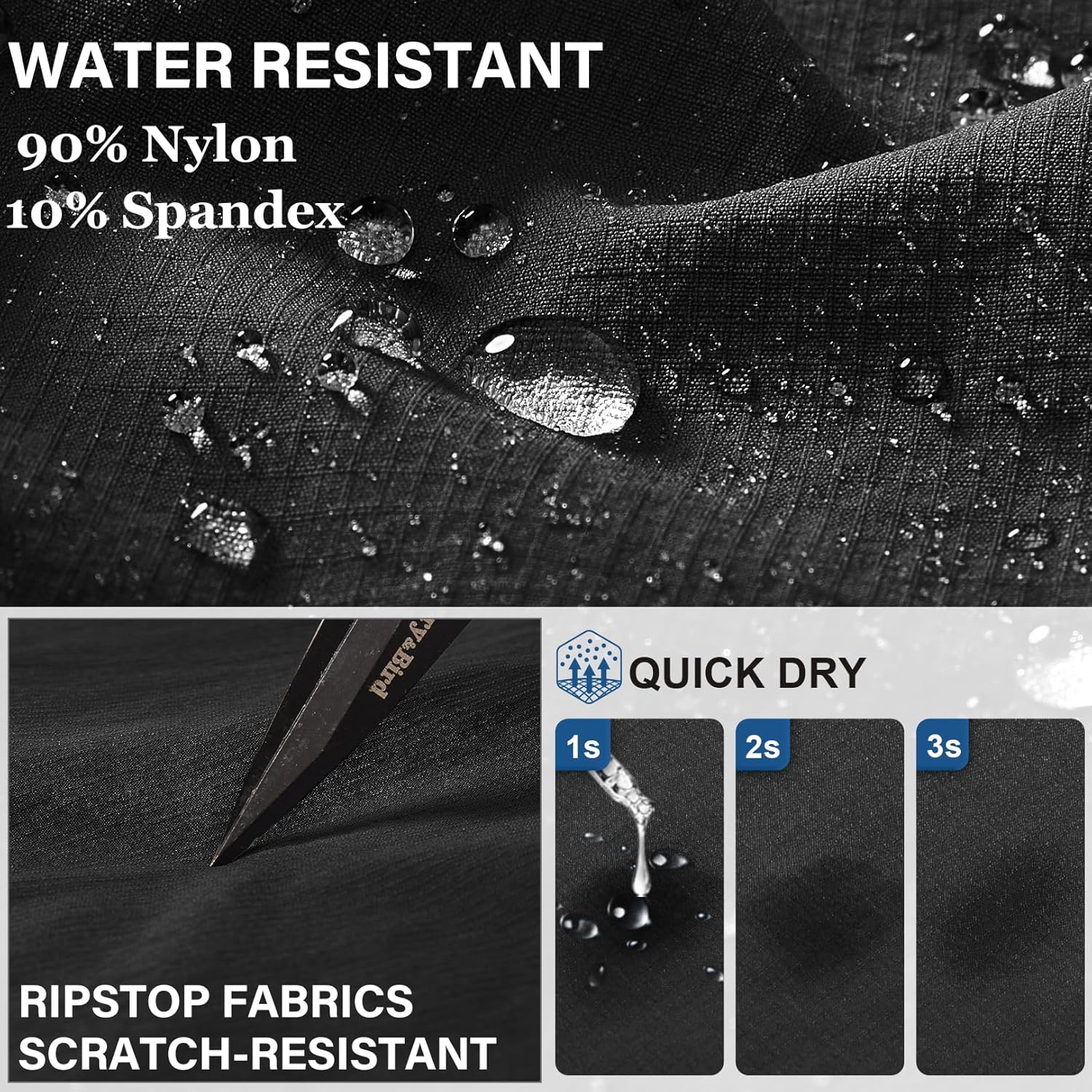 Mens Convertible Hiking-Pants, Quick-Dry Waterproof Lightweight Pants for Outdoor, Zip-Off Pants with 7 Pocket - Image 5