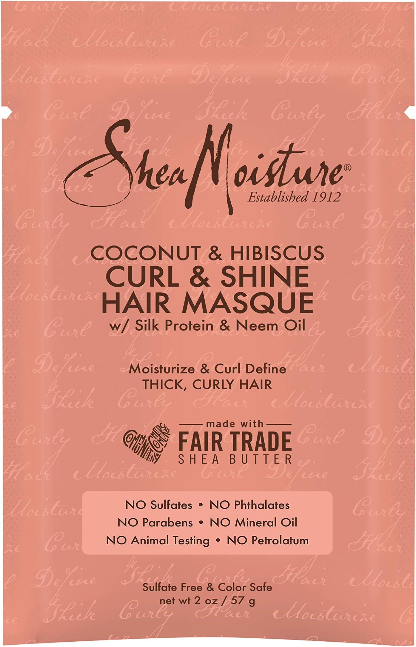 Sheamoisture Hair Masque for dry curls Coconut & Hibiscus hair mask with Shea Butter 2 oz