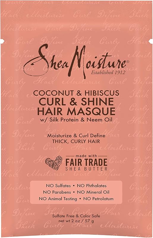 Sheamoisture Hair Masque for dry curls Coconut & Hibiscus hair mask with Shea Butter 2 oz