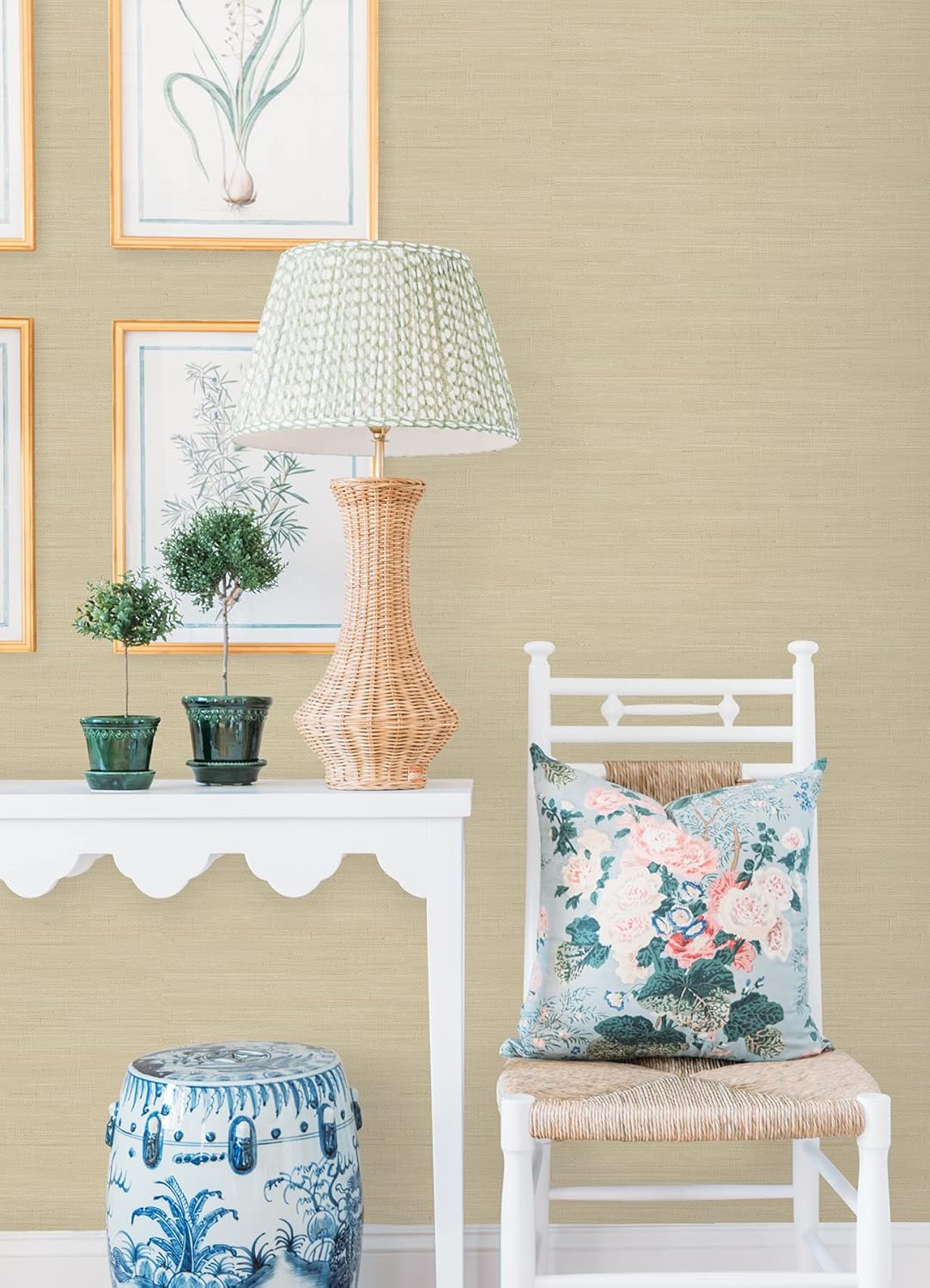 Wheat Grasscloth Self-Adhesive Peel and Stick Wallpaper Roll