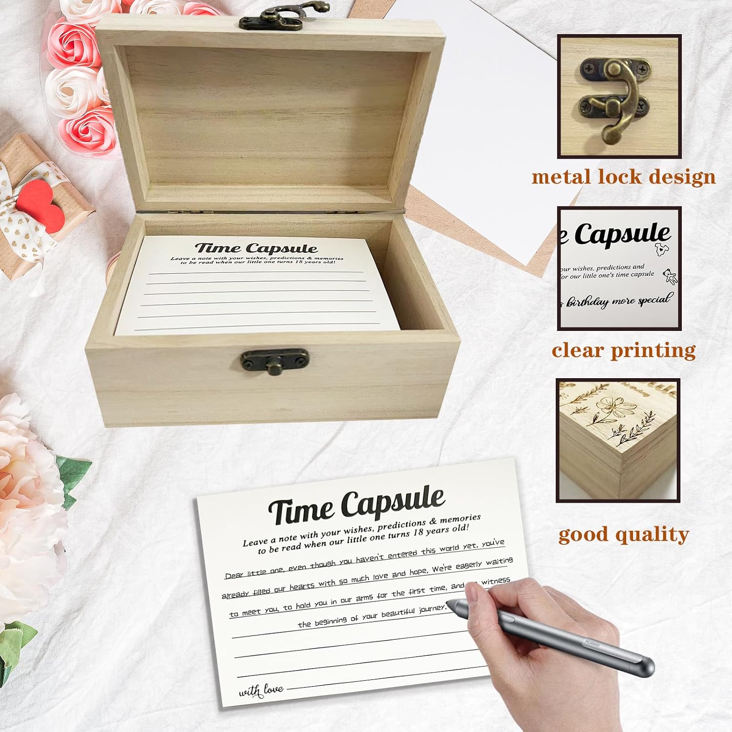 Baby Time Capsule Box 1st Birthday, Time Capsule Cards for First Birthday Party Games, 1st Keepsake Gifts for Babies, Baby Shower Party Activities for Guests