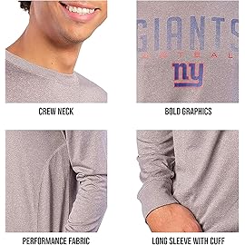 Ultra Game -NFL Men\'s Active Long Sleeve Tee Shirt Heather Gray