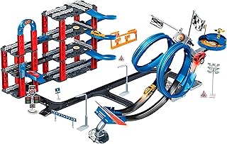 لعبة مسار سيارات سباق كبيرة من Next Store - تتضمن مسار حلقي ومرآب متعدد الطوابق - لعبة بناء وتجميع - هدية للأطفال من عمر 5 سنوات فما فوق