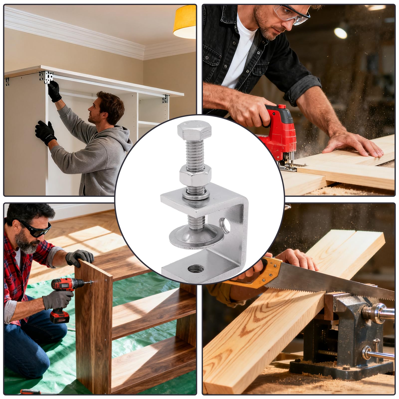 Lot De 4 Serre Joints En C En Acier Inoxydable, 50 Mm, Pour Fixation De Bois Armoires Et Bricolage 90470289 Lot De 4 Serre Joints En C En Acier Inoxydable, 50 Mm, Pour Fixation De Bois Armoires Et Bricolage 90470289