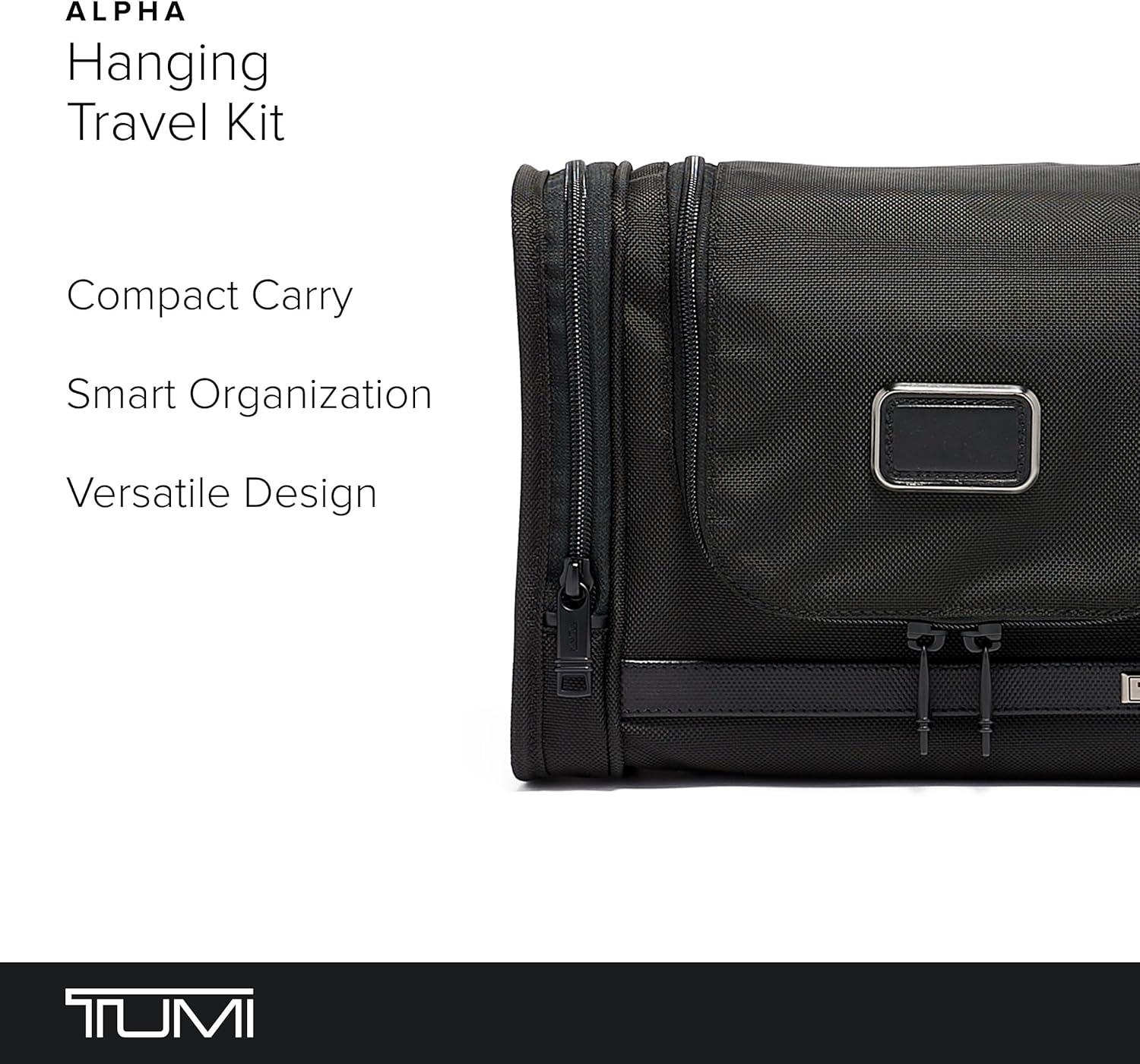 TUMI - Alpha Hanging Travel Kit - Toiletries and Cosmetics Organizer - Travel Essentials Bag with Hooks & Pockets - Black - Image 2