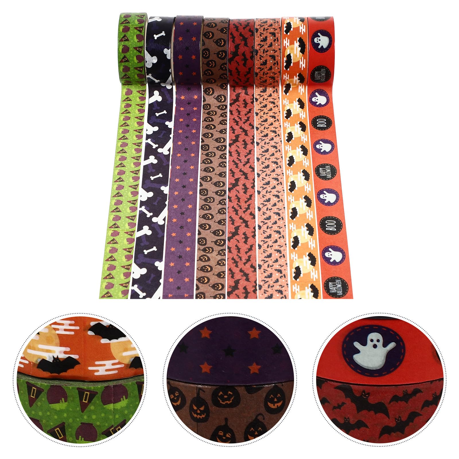 OSALADI 64 Rollos Cinta Washi de 5m Patrón de Halloween para Manualidades y Decoración en Fiestas, Adecuado para Sellar Sobres y Scrapbooking Creativo Varios Estilos