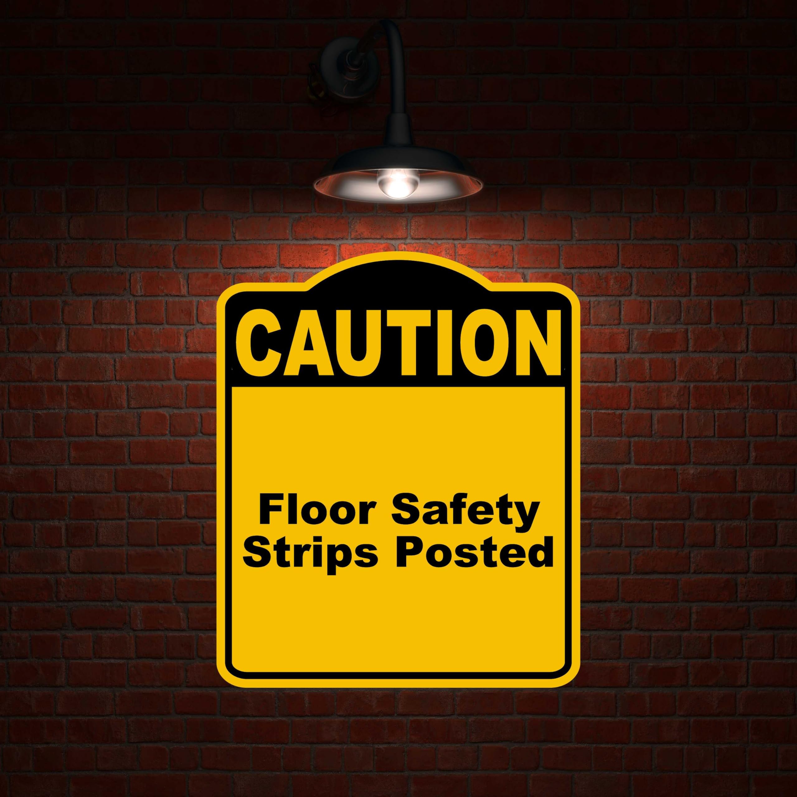 Floor Safety Strips Posted Caution Yellow Black Aluminum Composite Sign 8.5 x 10 inches