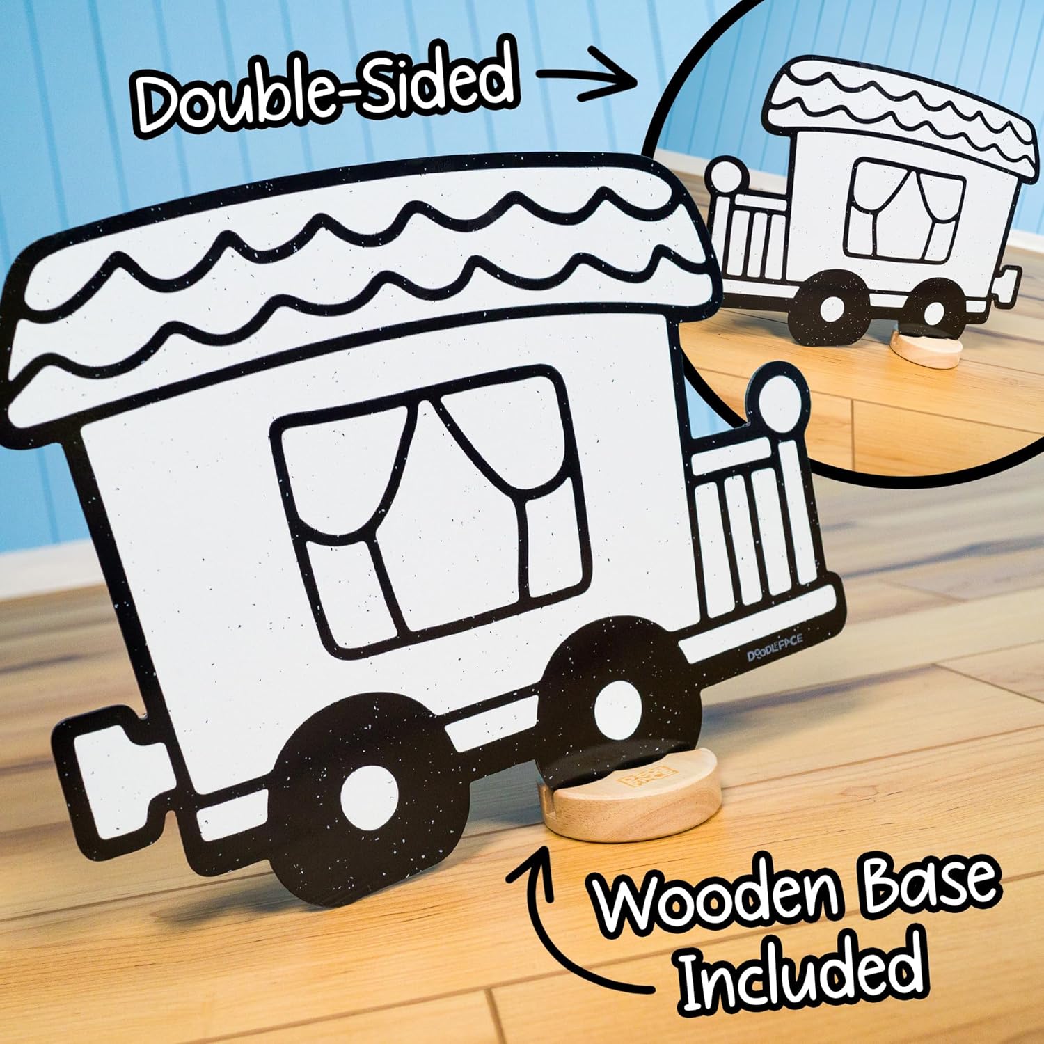 Train Toy Set for Kids: Color, Play, and Wipe Away with Crayons and Eraser. Educational Reusable Coloring Toy with Caboose, Freight Car, Passenger Car, Train Engine.