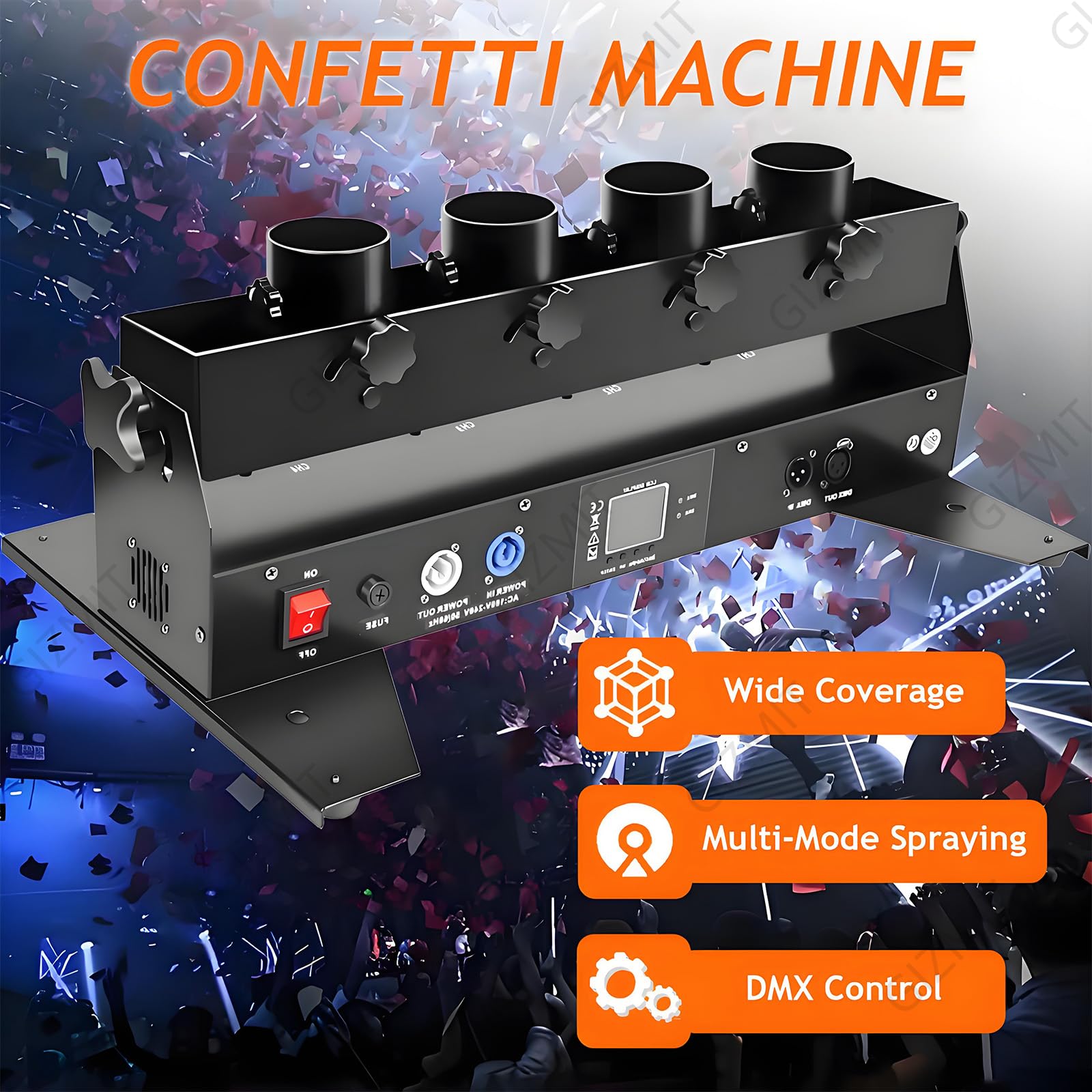 Lanceur de confettis électrique Portable à 4 Coups, avec télécommande, idéal pour Les scènes, Les Mariages et Noël