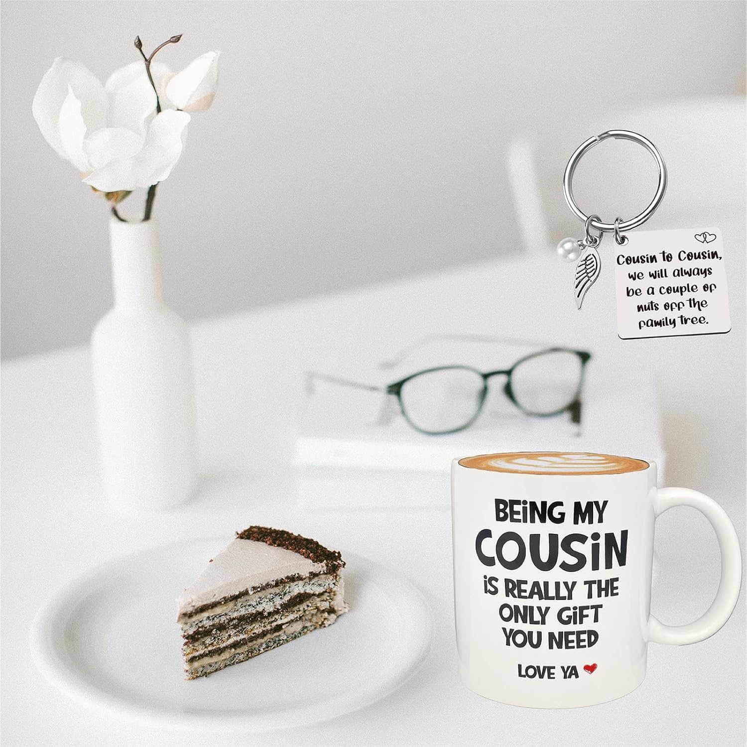 Funny Cousin Gift for Women, Cousin Mug 11 Ounces Ceramic, Cousin Keychain, Birthday Gift for Cousin Female, Favorite Cousin Cousin Mug, Gifts for Cousin Birthday Thanksgiving Christmas - Image 9