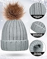 Vista 2 de Juego de 4 gorros de invierno para mujer, gorro de punto, guantes para pantalla táctil