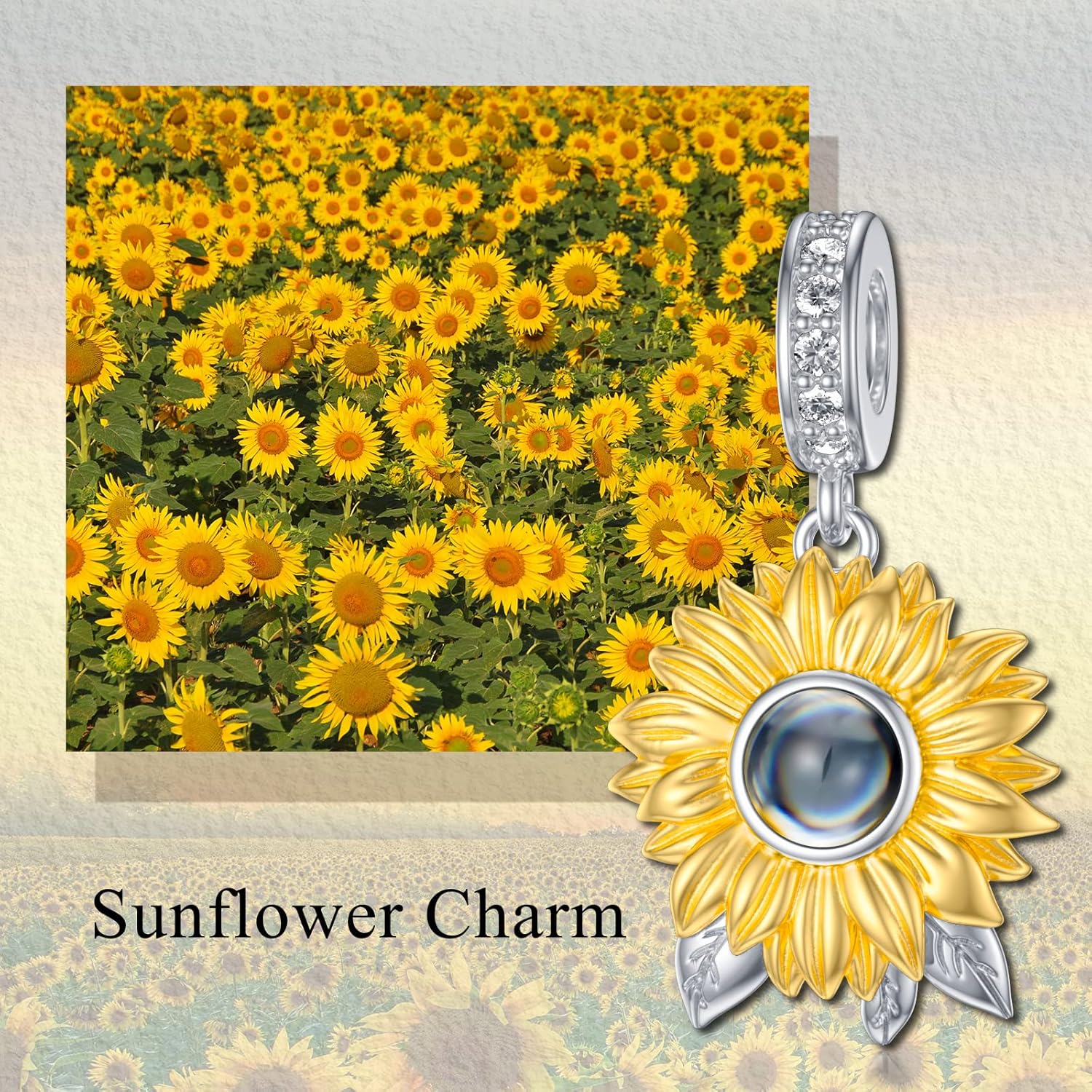 LONAGO I Love You in 100 Languages Projection Charms for Charm Bracelet,Sunfower Astronaut Bead Charm Sterling Silver Gift for Women