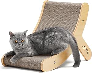 Hepper Hi-Lo Cardboard Cat Scratcher with Real Wood &amp; Metal Frame - 3-Position Cat Scratchers for Indoor Cats - Curved Cat Scratching Board Activates Muscles - Cat Scratching Post for Large Cats