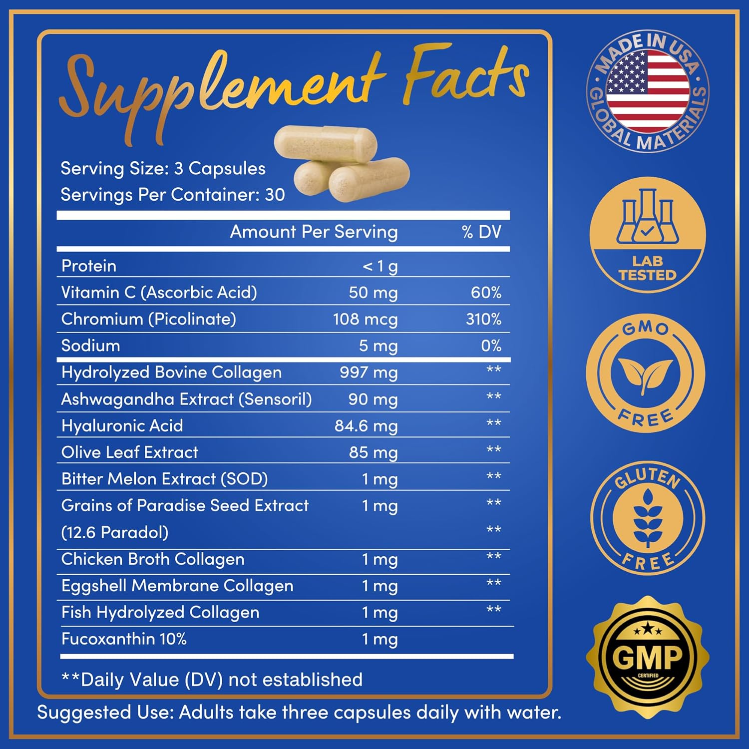 Thermogenic Multi Collagen Burn Capsules - Hydrolyzed Multi Collagen Complex Types I, II, III, V, X, Marine Collagen, Hyaluronic Acid - Beauty and Anti-Aging Supplement for Women and Men - 180 Pills