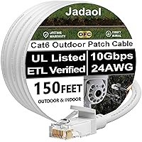 Vista 8 de Cable Ethernet Cat 6 de 50 pies, para exteriores e interiores de 10 Gbps compatible con red Cat7, cables de conexión LAN RJ45 de Internet, cable