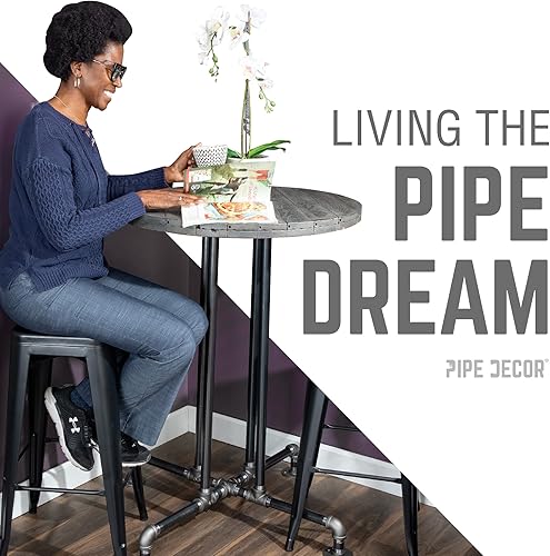 Miniatura 7 de PIPE DECOR Patas de mesa de altura de barra, patas de tubería de plomería de estilo industrial para pubs, restaurantes, cueva de hombre o cocina,
