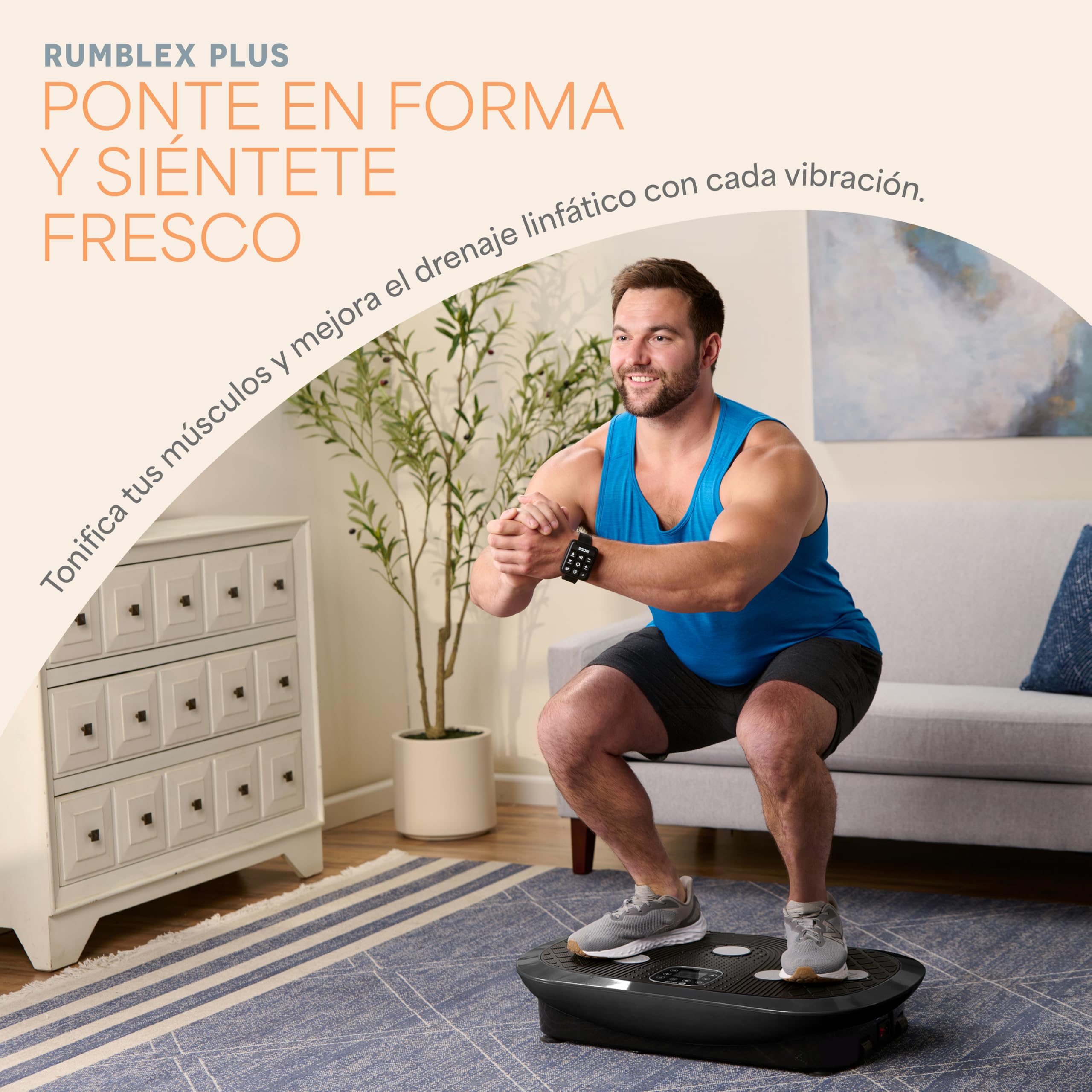LifePro Plataforma vibratoria Rumblex Plus 4D para Uso doméstico, máquina de vibración Corporal Completa con Mando a Distancia, Pantalla LCD y Bandas de Resistencia
