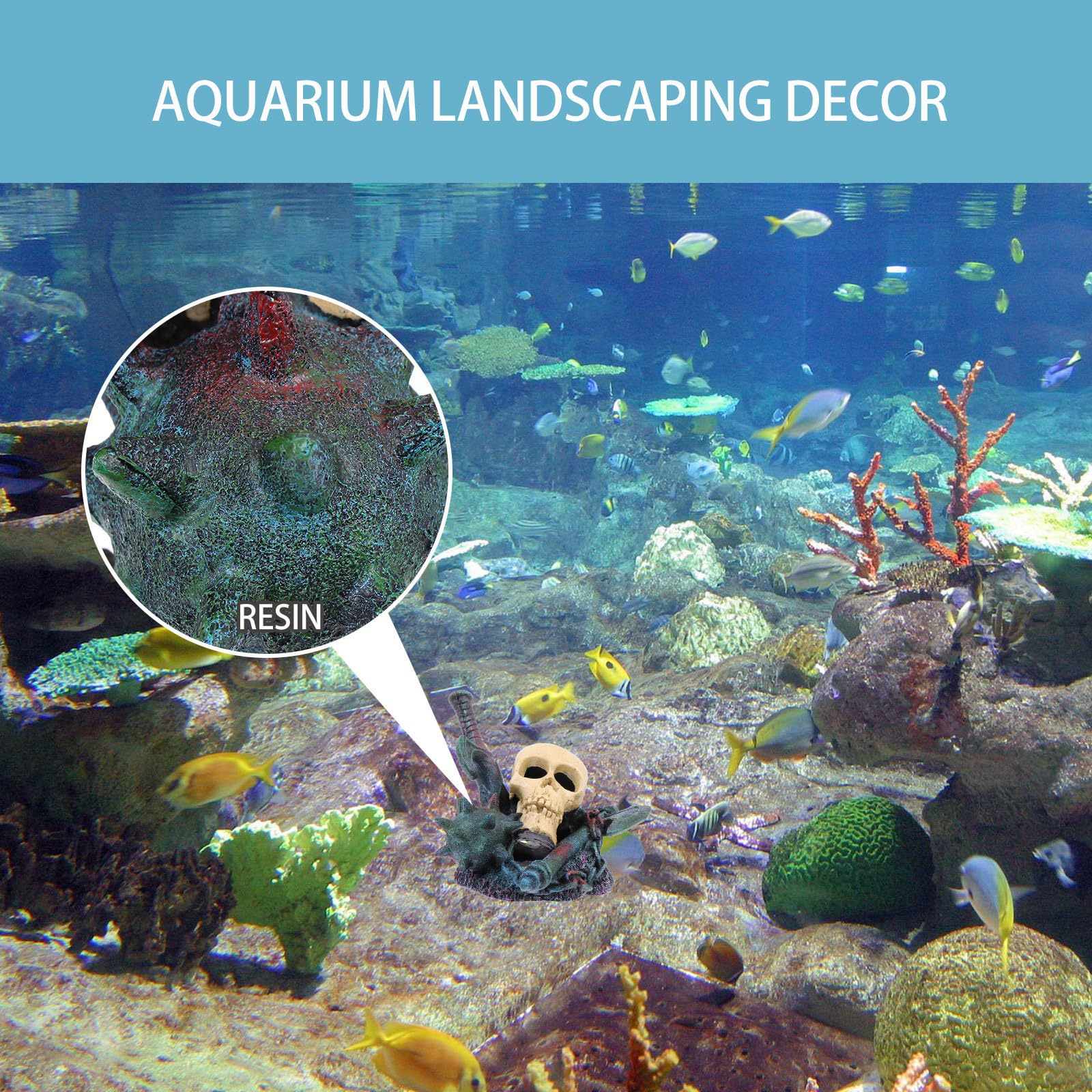 Abaodam 3 Stück Totenkopf Dekoration aus Kunstharz für Aquarium und Fischbecken Kompakt und Stabil Aquarium Deko für Einzigartige Unterwasserlandschaften