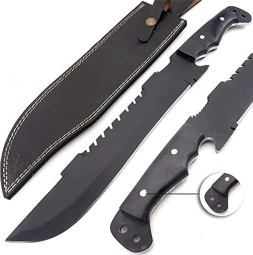 Bushcraft - Cuchillo de caza hecho a mano, cuchillo de desollado, cuchillo de camping, 8 pulgadas, acero de Damasco, cuchillos de hoja fija, mejor