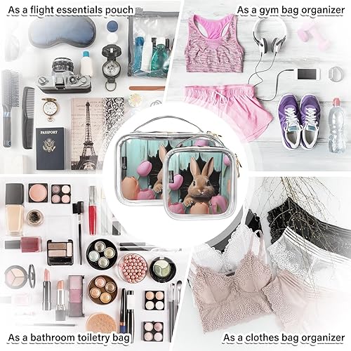 Miniatura 7 de Easter Bunny Rabbit Clear Toiletry Bag for Traveling,2 Pack Makeup Cosmetic Bag with Zipper,Travel Bag for Toiletries,Travel Essentials 21214642