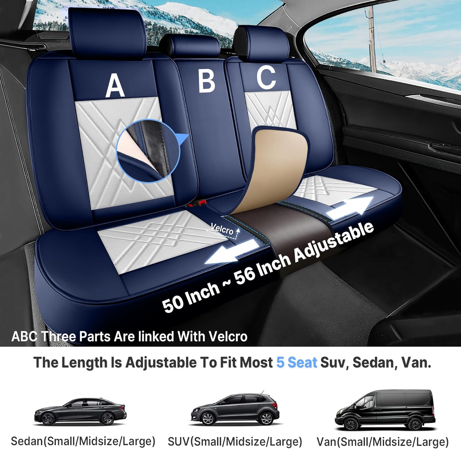 Seat Covers for Dodge Dart 2013-2016, Premium Leather Car Seat Protector, Waterproof, Airbag-Compatible & Durable Auto Interior Protection(5 Seats, Black&Blue, Luxury)