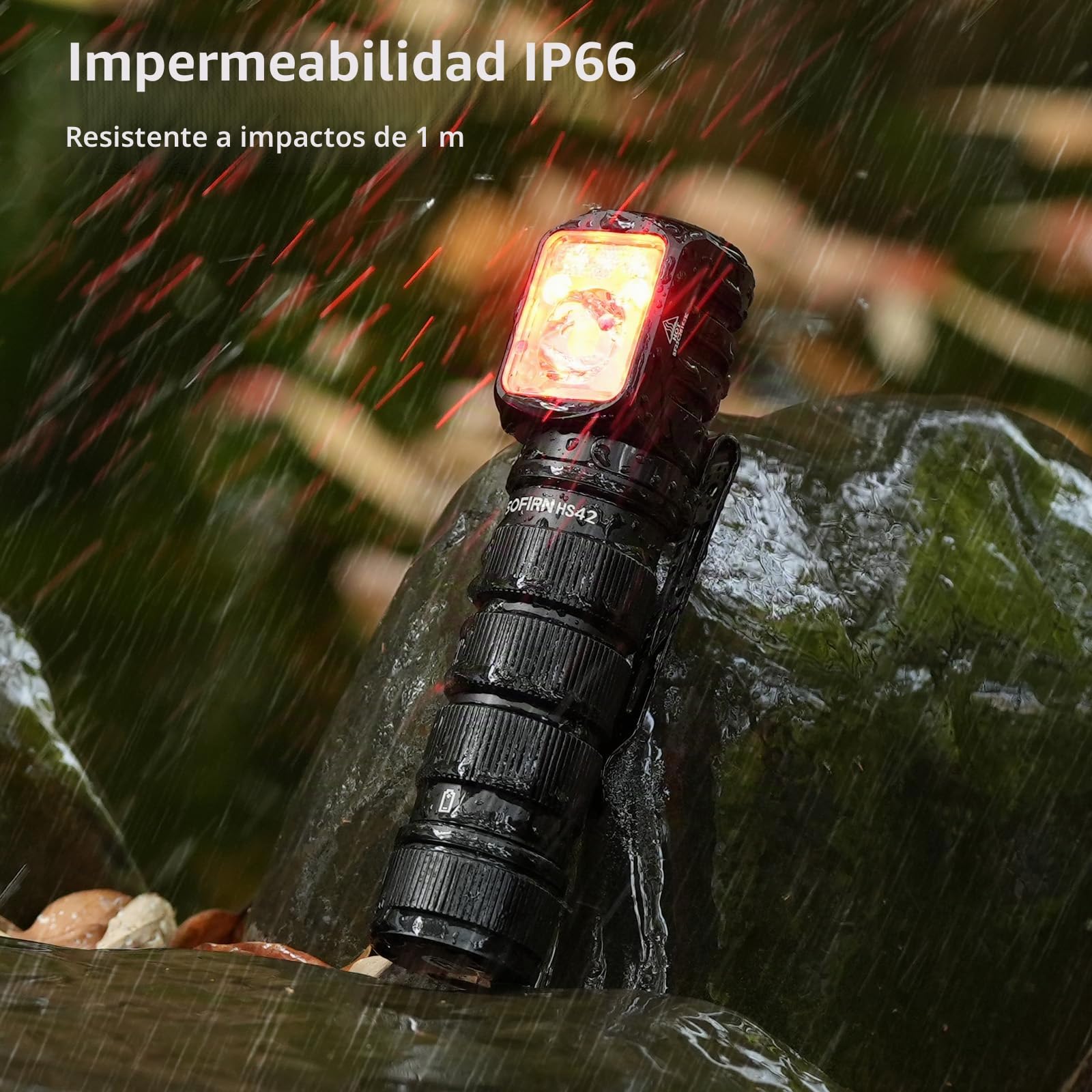 Sofirn HS42 faro 2000 lúmenes, faros para adultos recargable, linterna de luz roja rectangular, linterna con base magnética, linterna LED para camping, IP66 impermeable