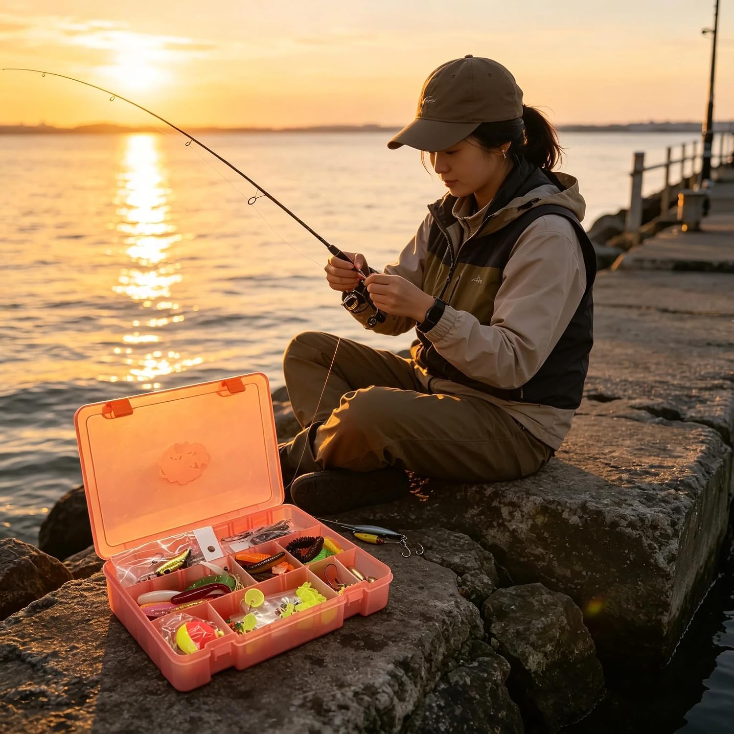 Women's Fishing Tackle Kit - 132pc Pink Tackle Box Set | Sturdy portable box with premium lures, solid copper weights, and zero cheap fillers. Perfect for beginners & female anglers