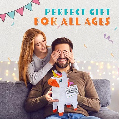 Miniatura 6 de Bonita piñata de unicornio de 12 pulgadas prellenada con varias cantidades de caramelos populares y etiqueta de mensaje adjunta, regalo perfecto