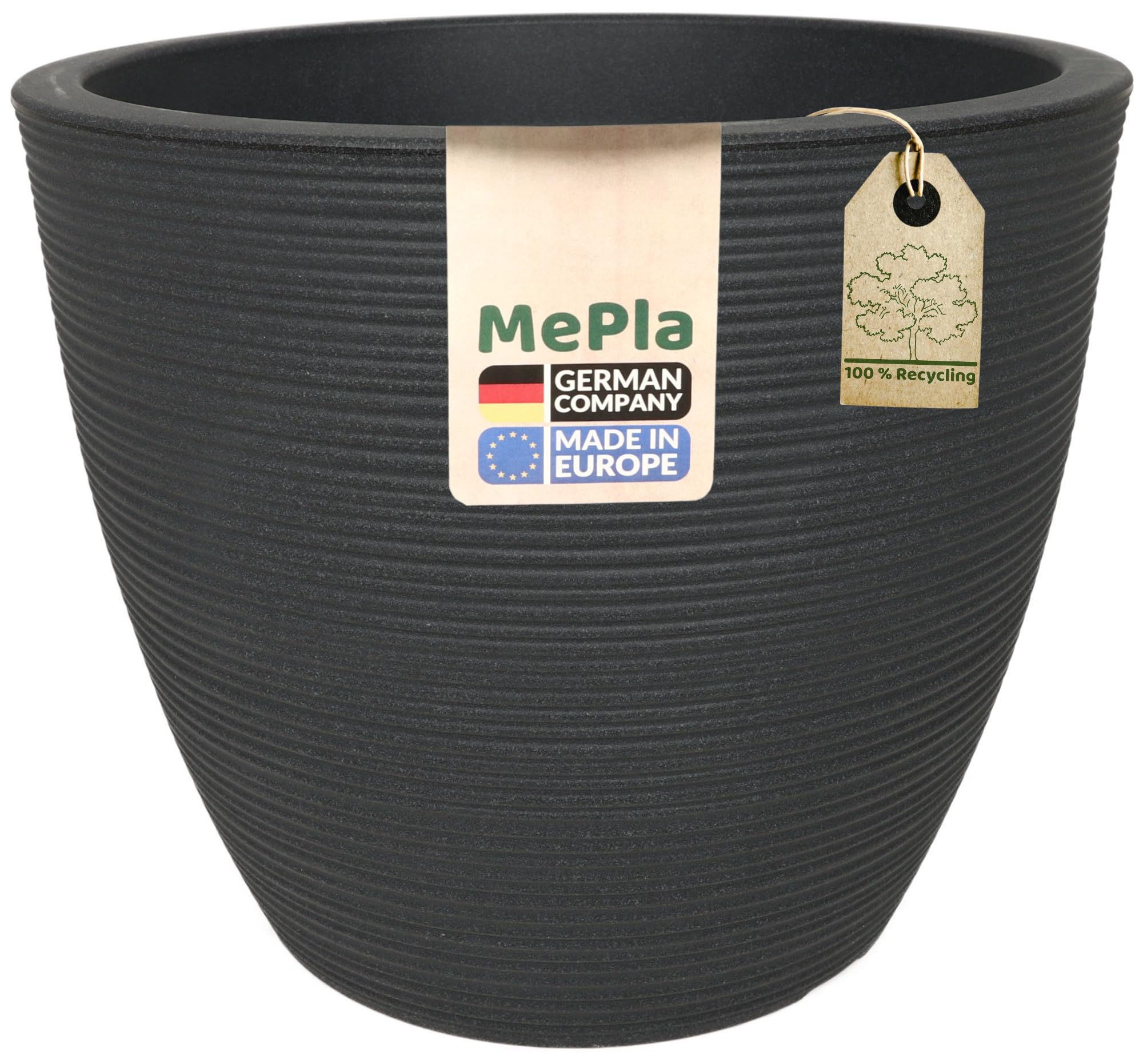 MePla Blumentopf Milano - runder Pflanzkübel - wetterfestes Pflanzgefäß - UV-beständiger Blumenkübel - Pflanzentopf - Kübel - ø48 - anthrazit