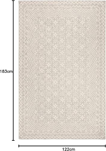 Miniatura 20 de SAFAVIEH Blossom Collection BLM114F - Alfombra de lana prémium hecha a mano de 8 x 10 pies, gris/marfil
