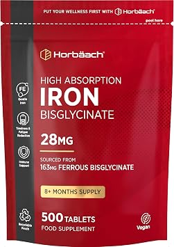 Iron Tablets High Strength 28mg - 500 Tablets - Gentle Iron - Vegan