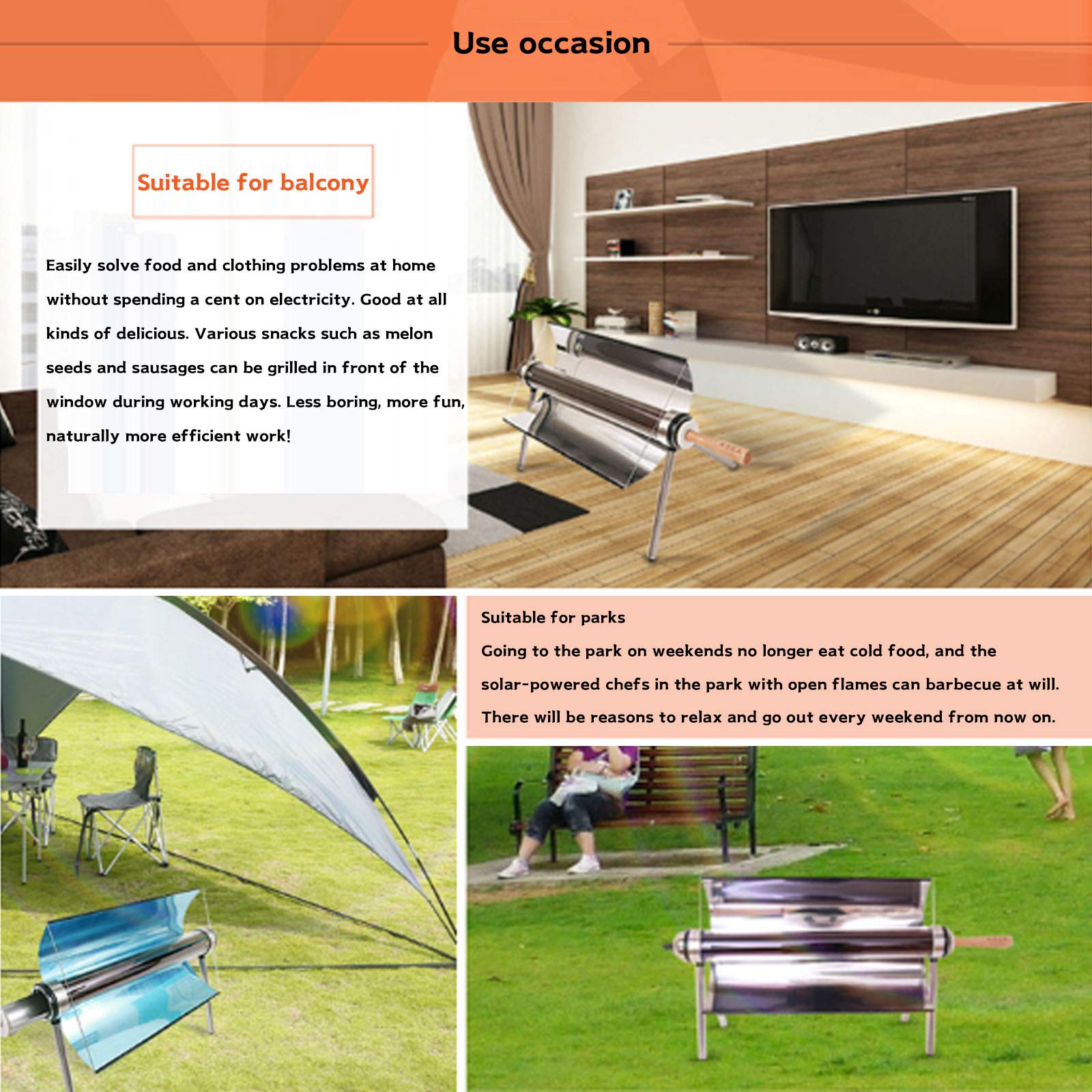 Middle Tragbarer Solargrill,Solarkocher,Faltbarer Solargrillkocher aus Edelstahl,kann in der Sonne gekocht Werden,für Reisen,Camping im Freien