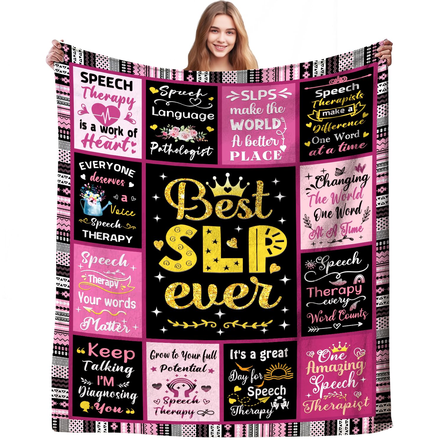 Speech Language Pathologist Blanket SLP Throw Blankets,Best Speech Therapy Blankets Gifts for Women Speech Language Pathologists 50"X40"