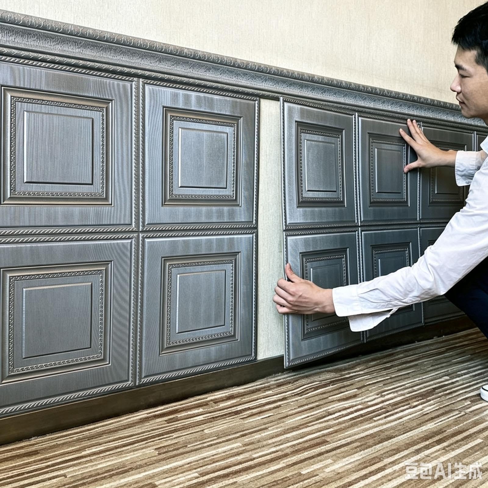 Pannelli murali 3D autoadesivi in ​​schiuma | Pannelli murali impermeabili effetto mattone per decorazione d'interni e arredamento(Gray,5PCS)