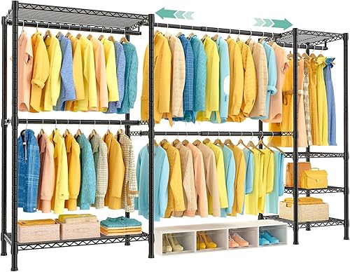 SEMHOR E01 - Perchero extensible y resistente, organizador de sistema de armario independiente, estantes portátiles ajustables de acero al carbono