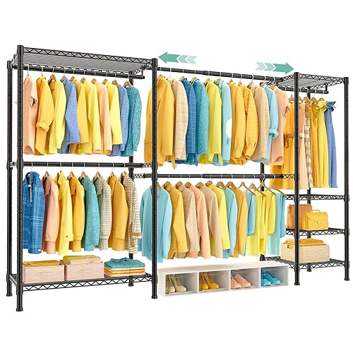 SEMHOR E01 Expandable Heavy Duty Clothes Rack, Free Standing Closet